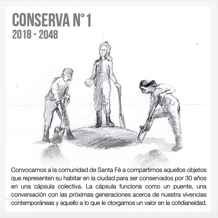 Flyer inviting the community of Santa Fe to participate in Conserva Nº1. We asked them "What would you like to conserve for 30 years of your life in Santa Fe?