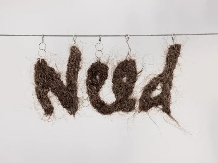 Take me, 2024
Poem installation
Human hair, metal 
102 x 90 cm ~ 40 x 35 in